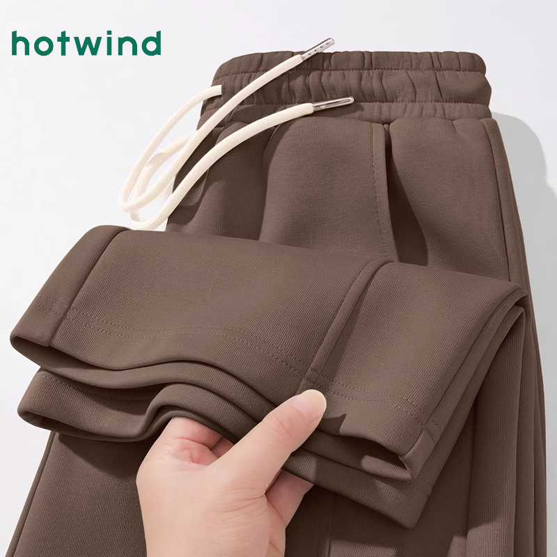 Hotwind/热风美拉德裤子女2025新款小个子直筒休闲窄版秋冬阔腿裤