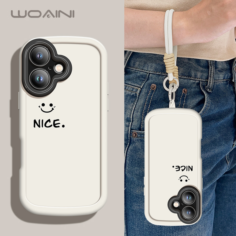 适用苹果16Promax手机壳带手绳16潮牌时尚iPhone15Plus轻薄泡芙套