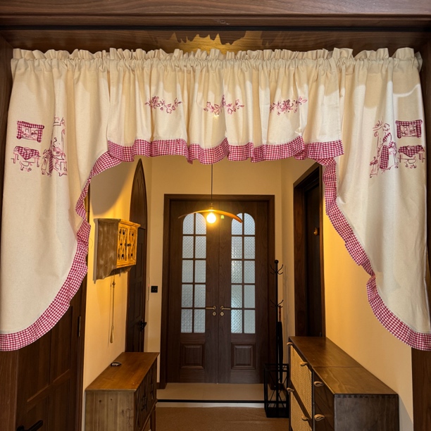 丹麦生活拱形帘（红色系）