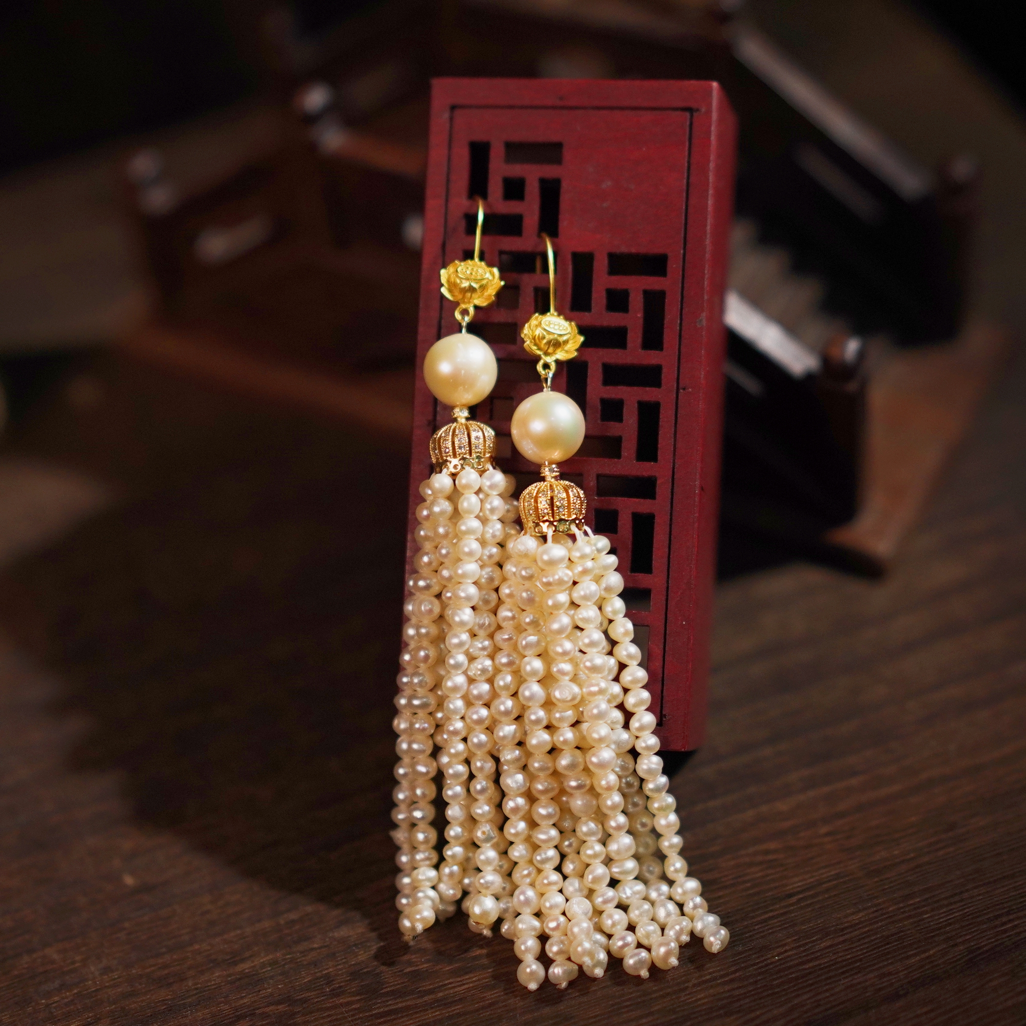 【宝陀明月】小米珠流苏耳环