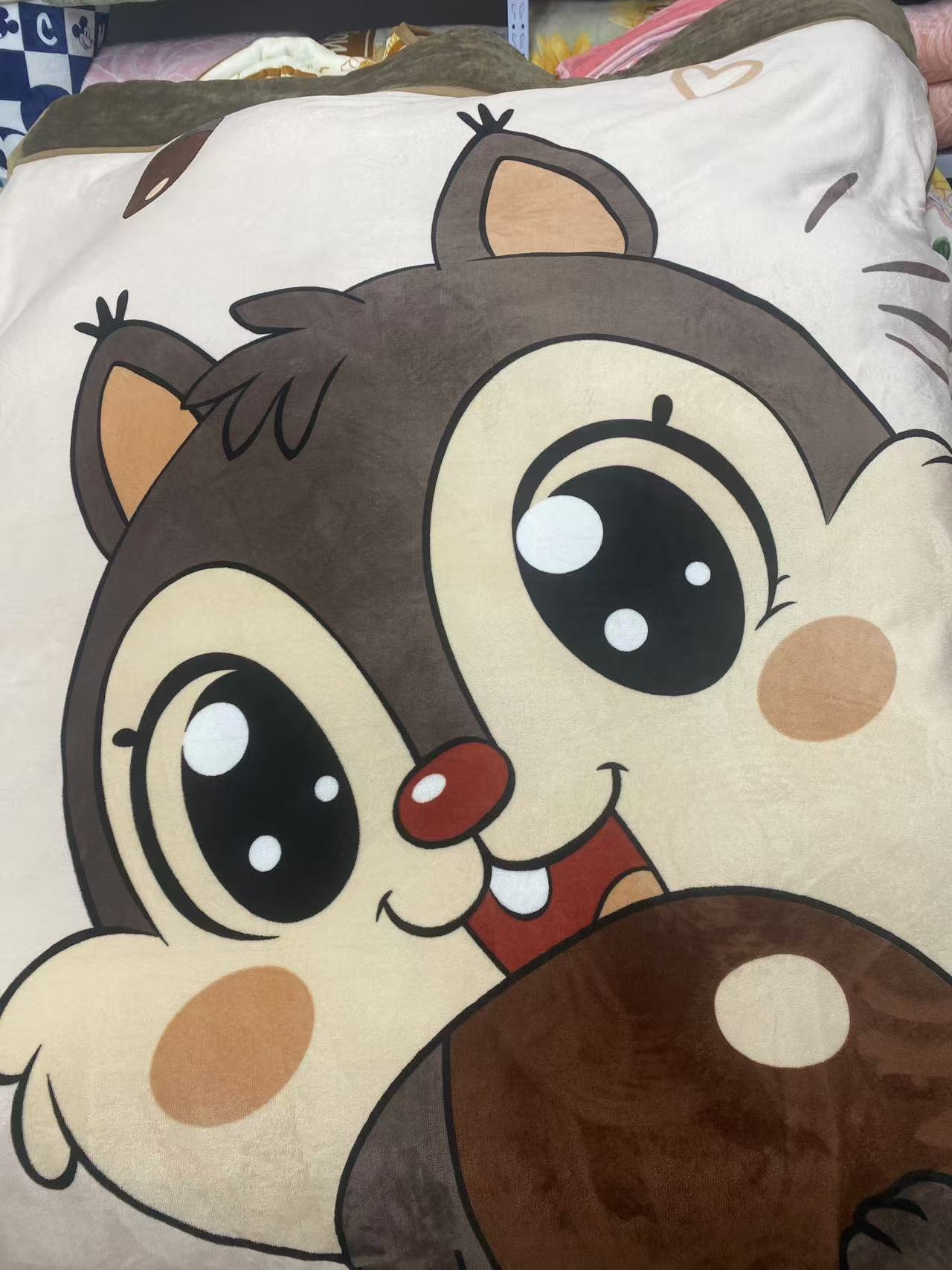 卡通大松鼠冬被2x2.3M双人冬季石墨烯被子加绒加厚保暖牛奶绒冬被