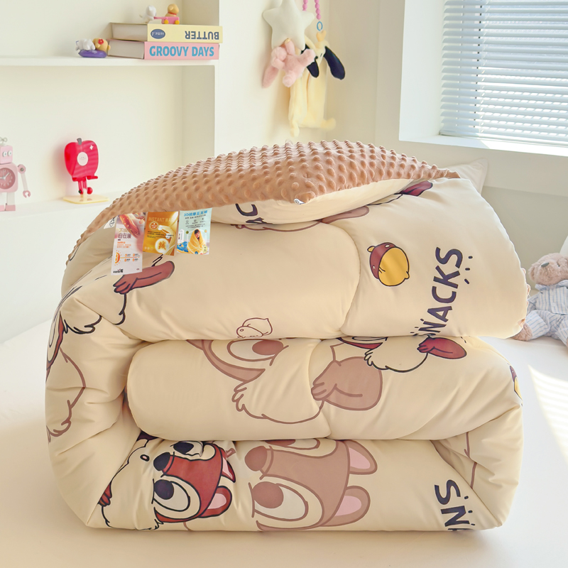卡通小松鼠豆豆被双人2.0x2.3m加绒加厚保暖冬季被子冬款