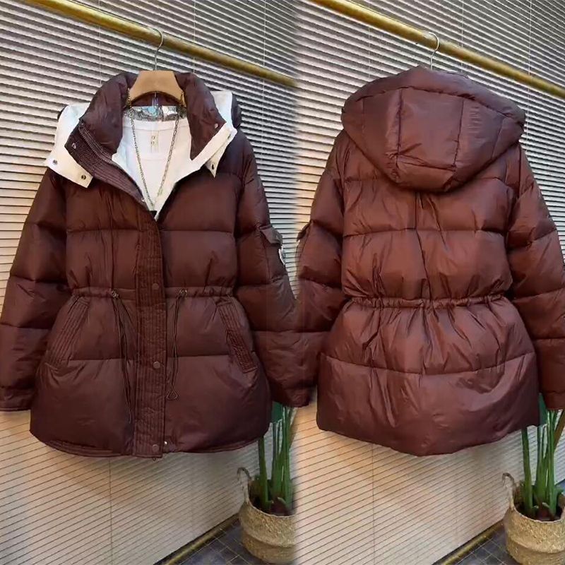 雅鹿欧货时尚洋气拼接宽松羽绒服冬季新款大码女装胖遮肉标题后缀