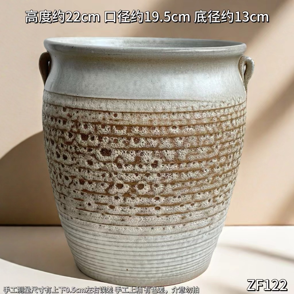 ZF122粗陶多肉手工高筒家用绿植盆茉莉花盆老桩简约花盆法师专用
