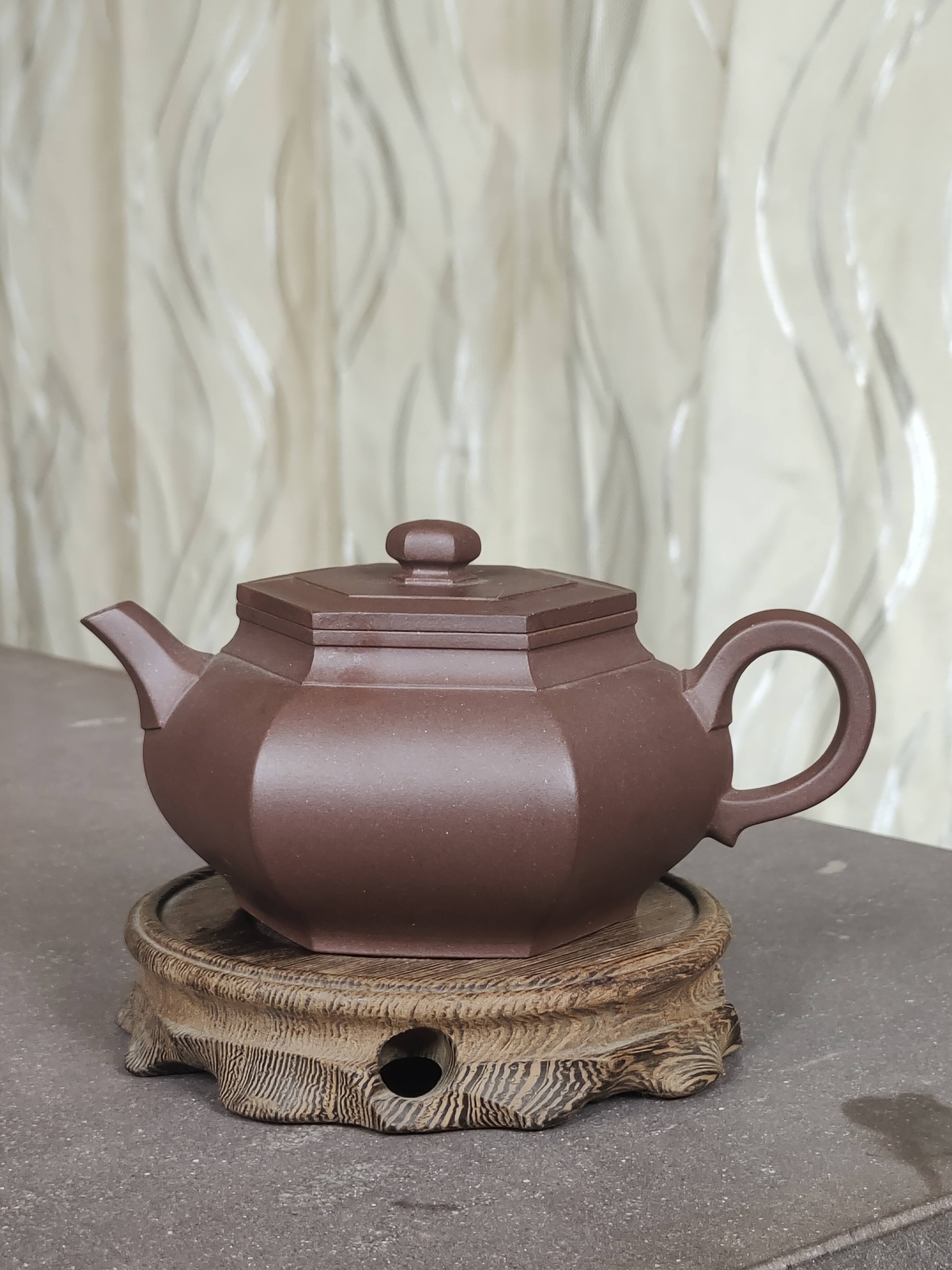 黄龙山原矿五号井紫泥全手工大彬六方壶250cc手工紫砂壶