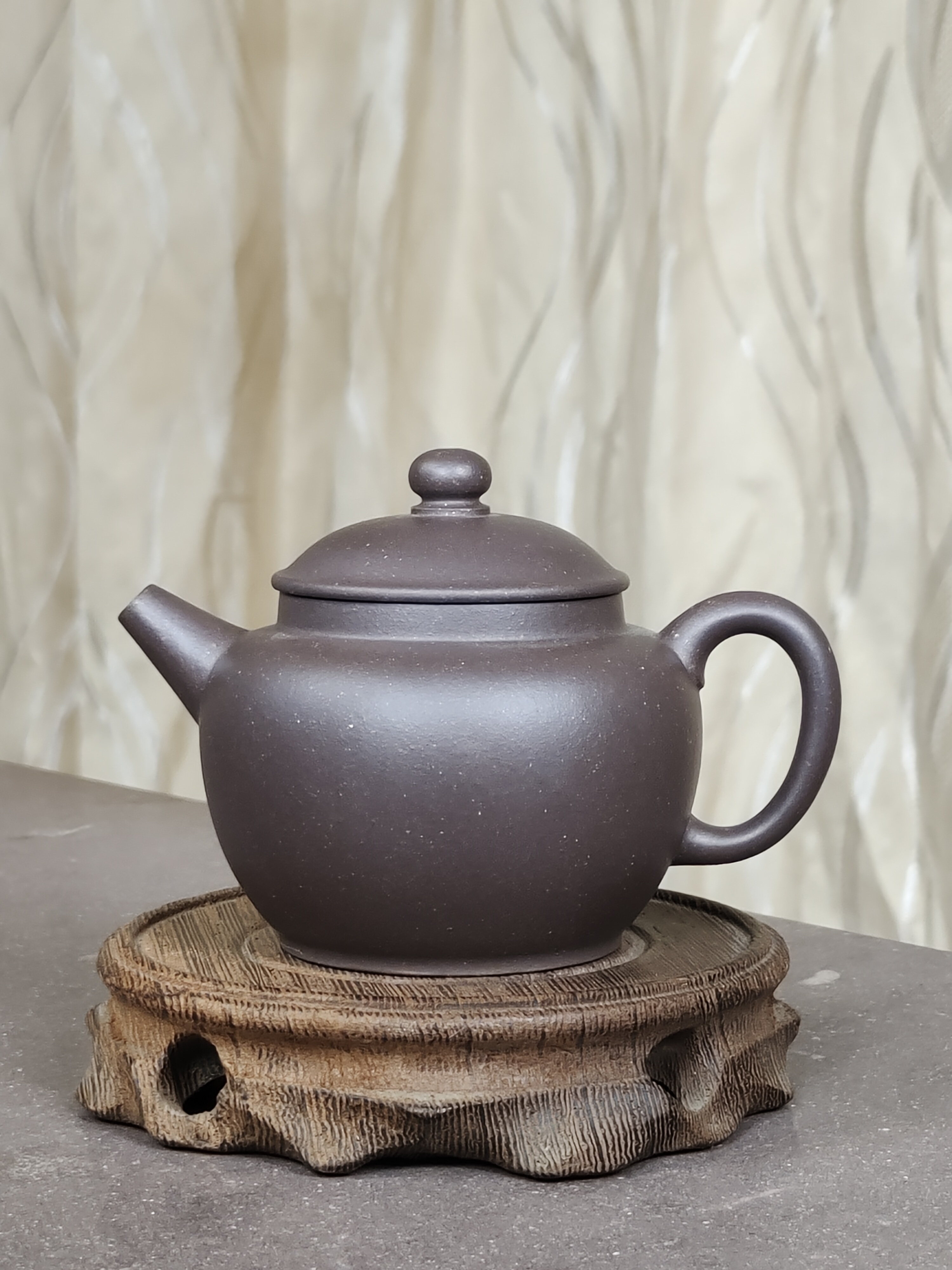 黄龙山原矿天青泥半手工巨轮珠180cc手工紫砂壶