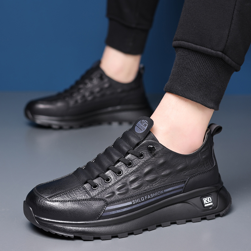 春季爆款透气休闲鞋男士高级感百搭软皮舒适运动鞋休闲百搭男鞋