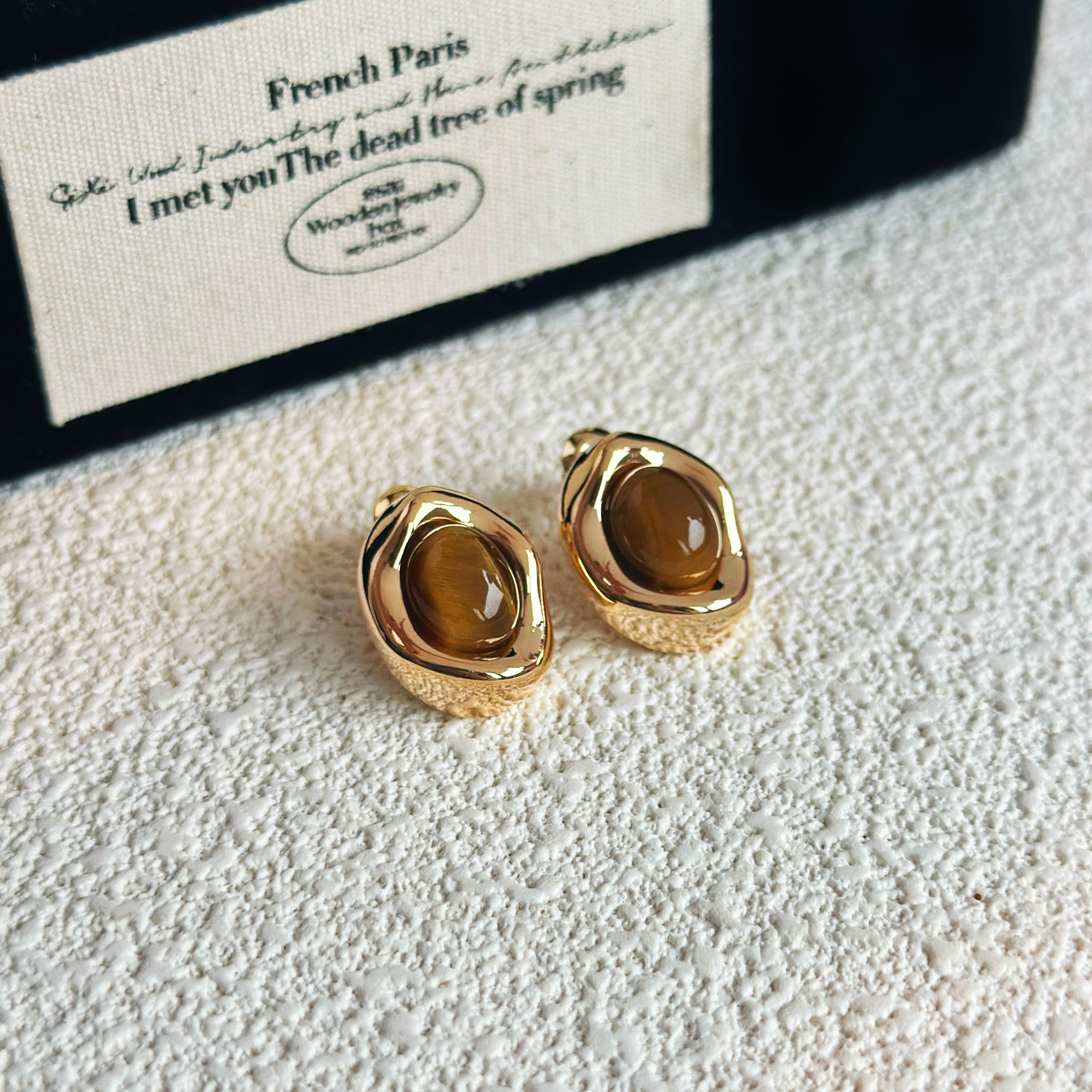 铜合金耳饰 美拉德风几何小众百搭通勤耳环女