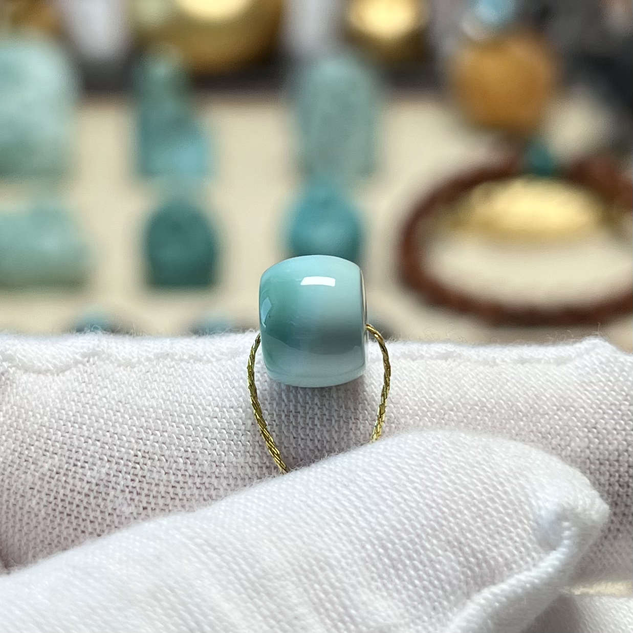 9.9mm精工直切高瓷果冻料特色配饰天然原矿湖北绿松石