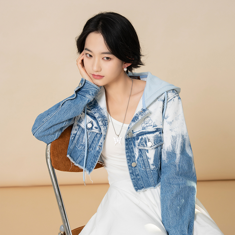 寻找独角兽molinta设计师联名服饰短款牛仔外套休闲百搭时尚连帽