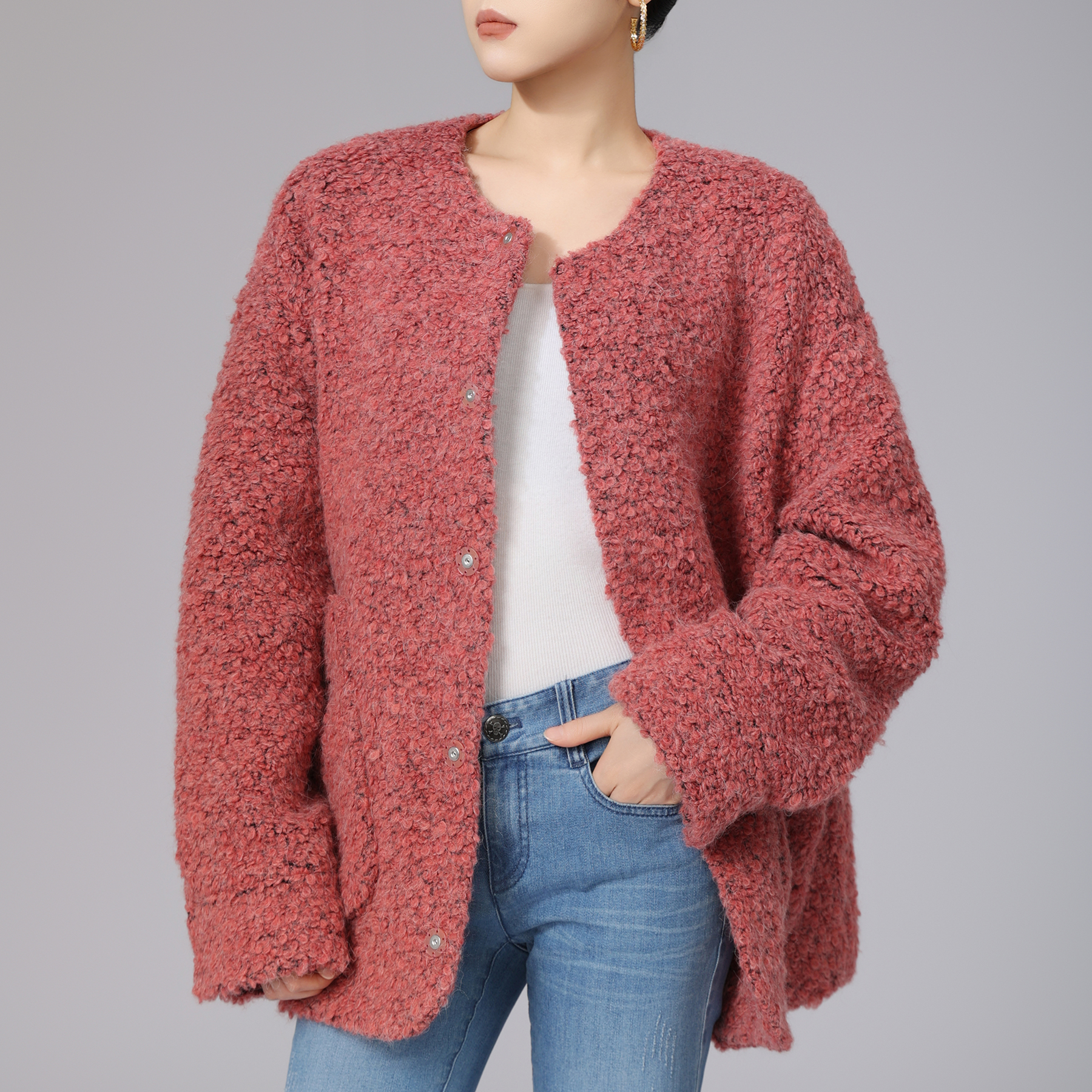 AMASS/阿玛施 冬季毛绒外套新款保暖柔软廓形上衣女外套5400830