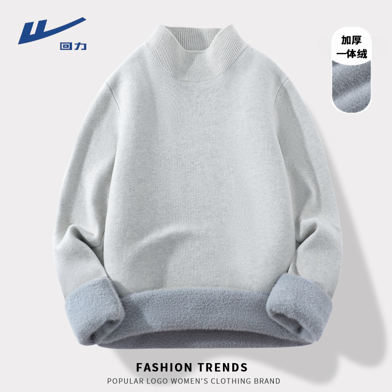 回力简约上衣女冬季2023新款加绒加厚宽松卫衣开衫长袖外套女百搭