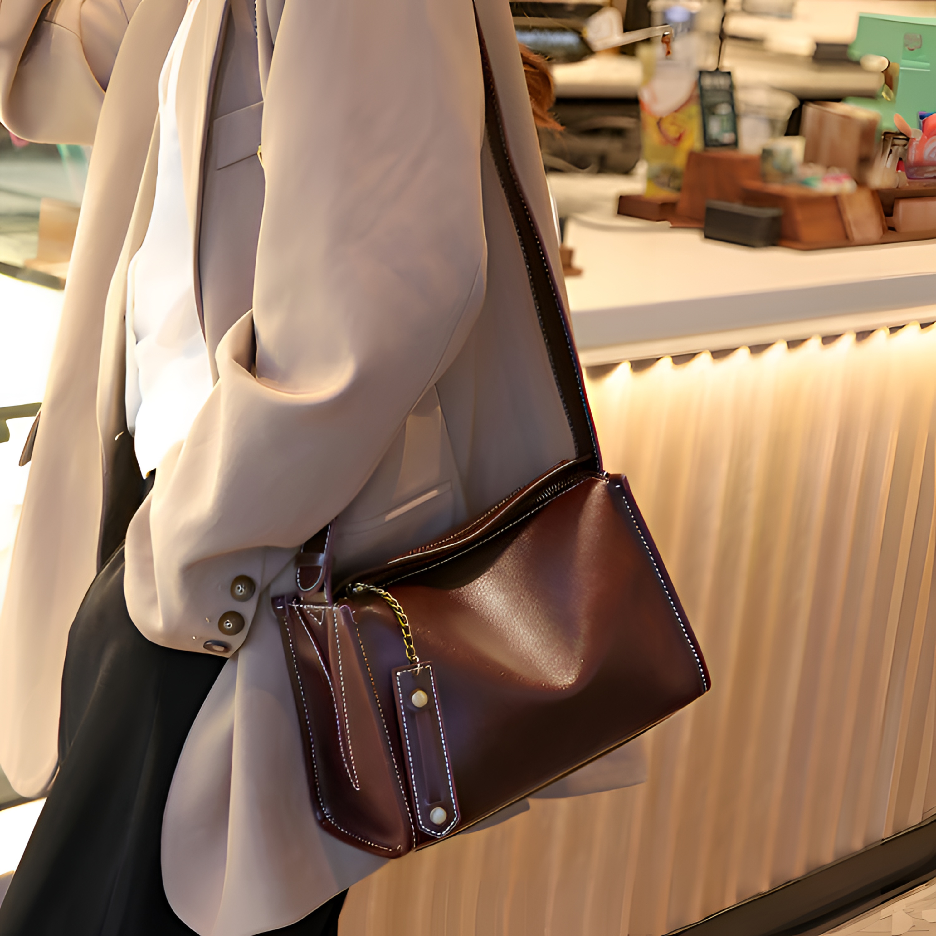 包包新款腋下工厂包女复古斜挎包大容量真皮女包法式小众单肩牛皮