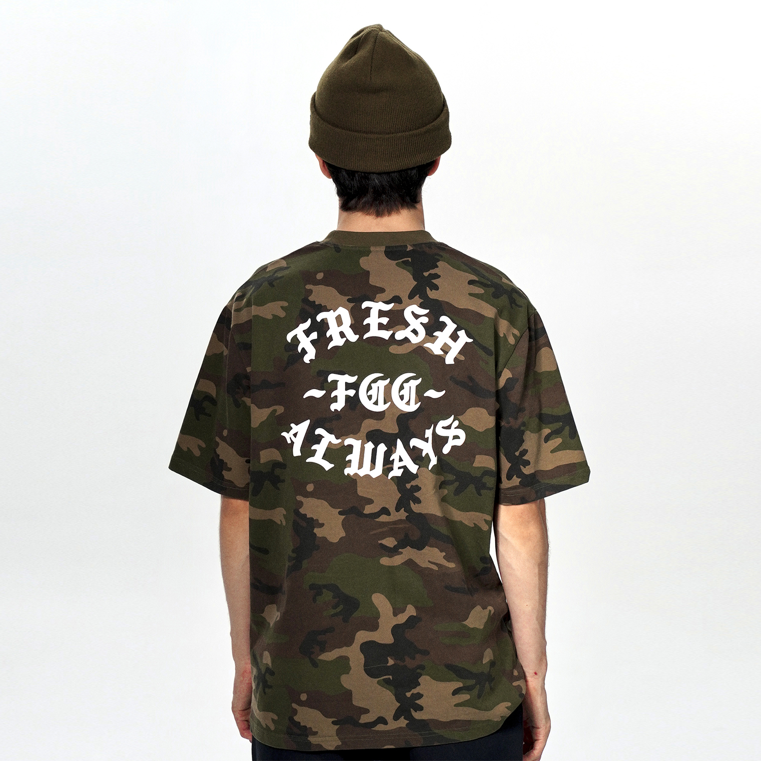 fcclub经典迷彩重磅夏季美式潮牌男街舞嘻哈小领纯棉宽松休闲t恤