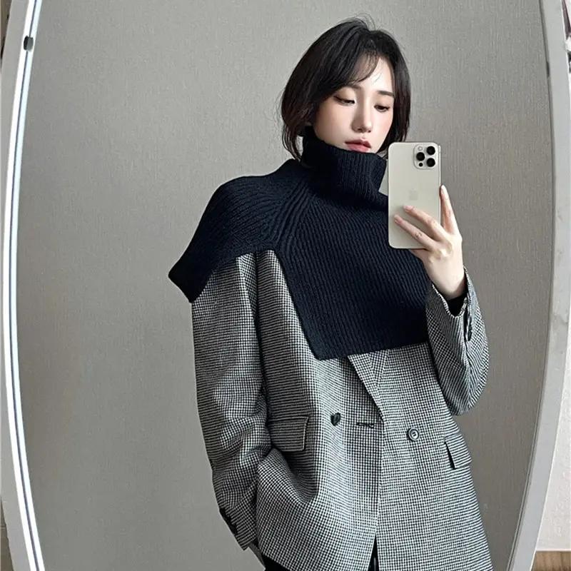 围巾女冬季新款时尚外搭套头围脖女纯色韩系百搭脖套毛针织披肩