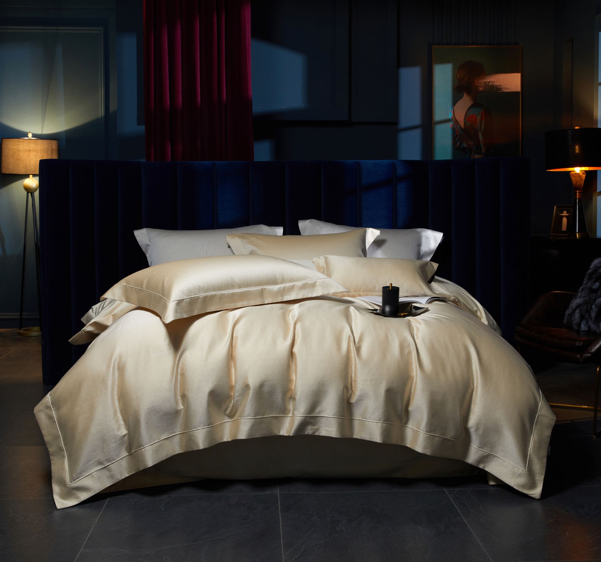 CEO【罗拉】高档进口埃及棉高奢私定系列/意式简约轻奢款纯色四件套