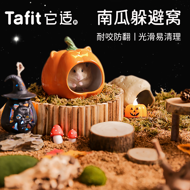 它适南瓜窝仓鼠窝躲避屋金丝熊降温陶瓷冰屋小仓鼠笼房子造景用品