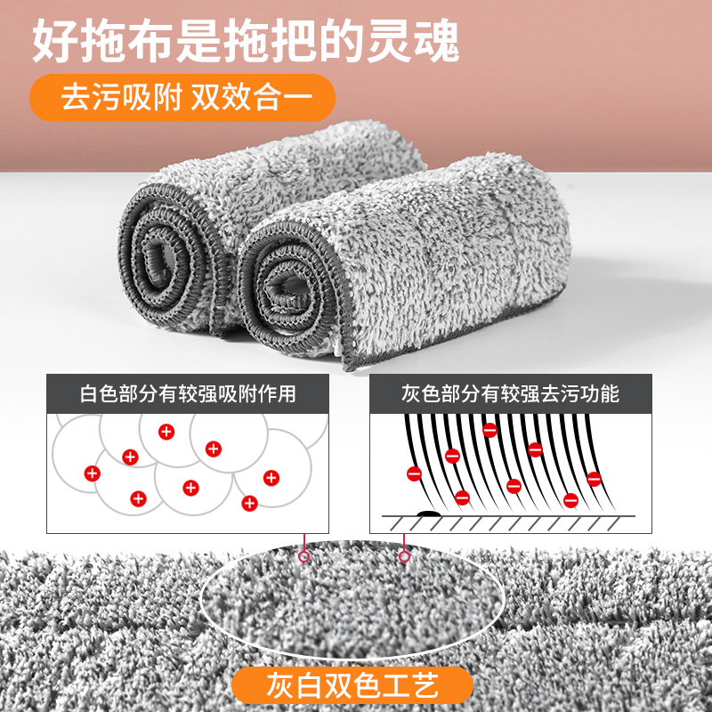平板拖把替换布粘贴式懒人加厚家用尘推墩布免手洗拖地布两头套布