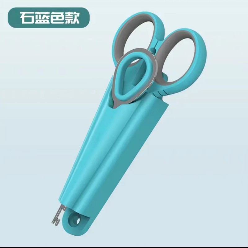 优选剪刀带脱钩器多功能不锈钢剪铅皮剪大力马线（三件套）发蓝色