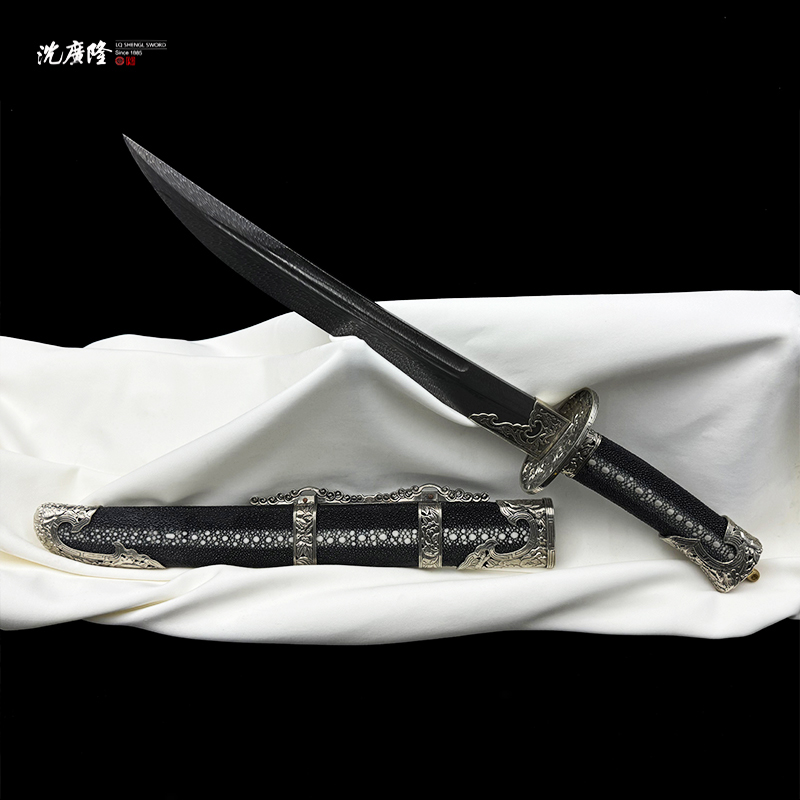 龙泉沈广隆-高工作品锦绣腰刀 白铜 鱼皮  花纹钢  宝剑 未开刃
