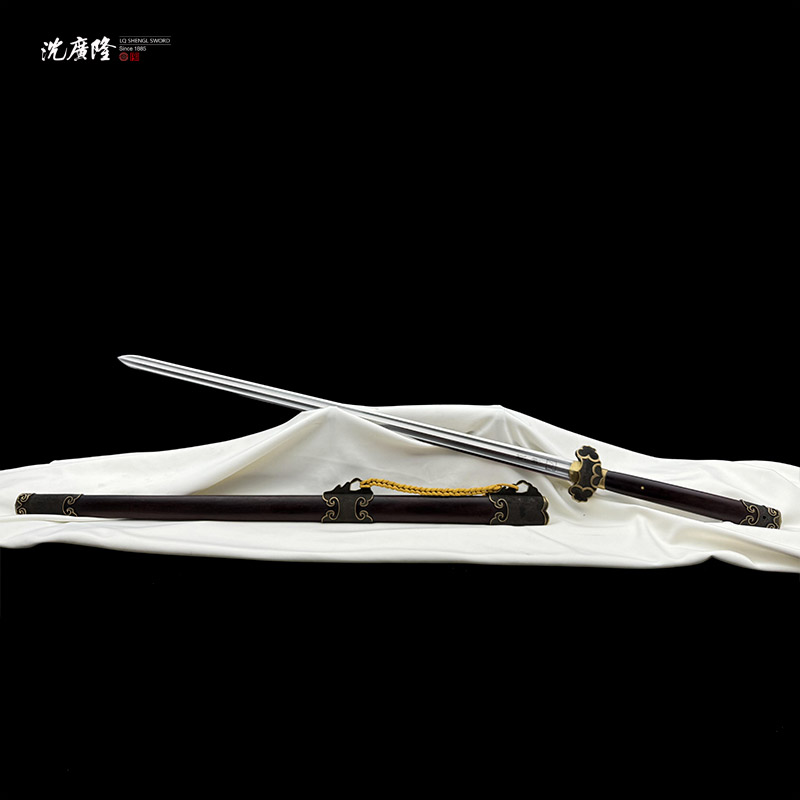 龙泉沈广隆-沈洲乾坤剑 小叶紫檀 黄铜 手工锻打 宝剑 未开刃