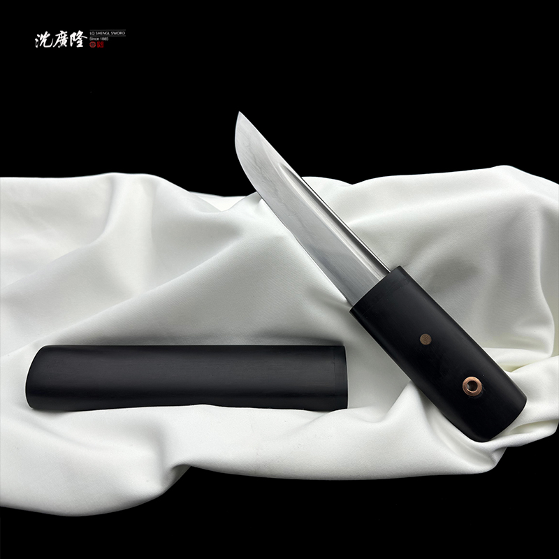 龙泉沈广隆-小隐刀 烧刃 黑檀木 花纹钢 手工锻打 宝剑 未开刃