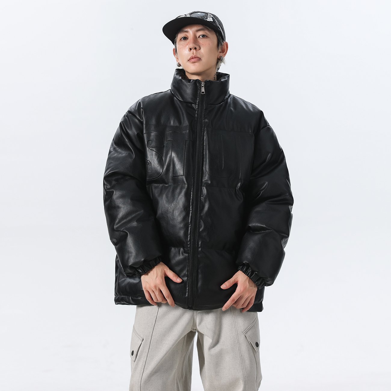 立领加厚钢印棉衣加厚外套男宽松保暖冬装皮棉服情侣百搭潮男生