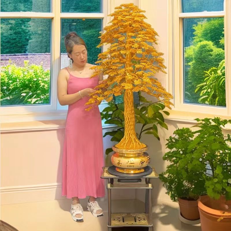 特大号纯手工编织网红卧室发财树高1米28私人定制创意工艺品家用