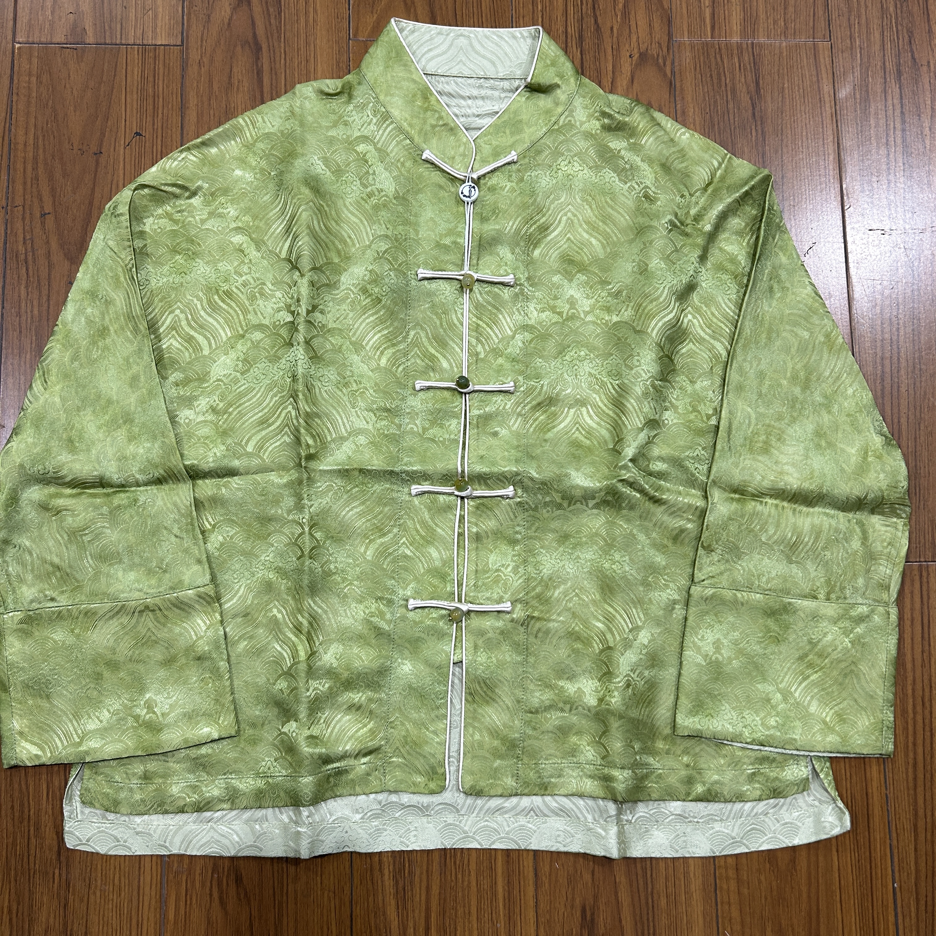 时光锦【绿荫】断码新中式时尚百搭国风休闲外套双面661529