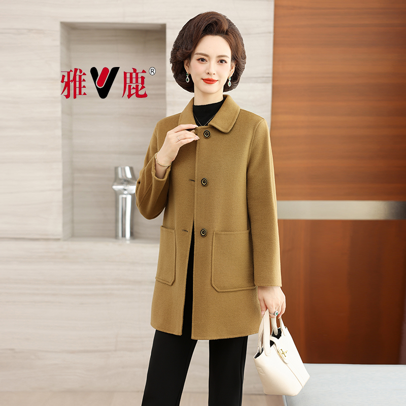 【中长款100%绵羊毛】秋冬新款中老年时尚娃娃领羊毛大衣