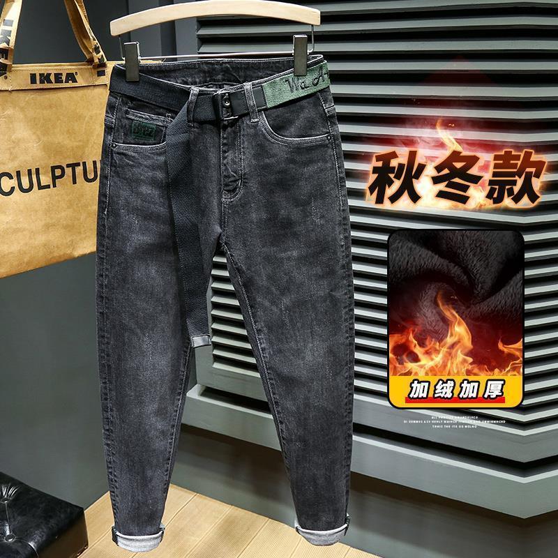 加绒加厚牛仔裤男秋冬2023秋冬款韩版潮流（冬款ins潮流服饰背心）