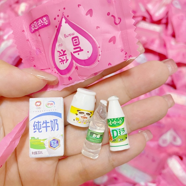 直播拆｜大杂烩款式一包多个 微缩小瓶子饮料酒瓶水果食玩树脂配件