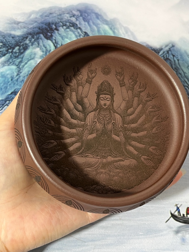 宜兴原矿紫砂品茗茶器大口径品茗茶盘，杯垫紫砂
