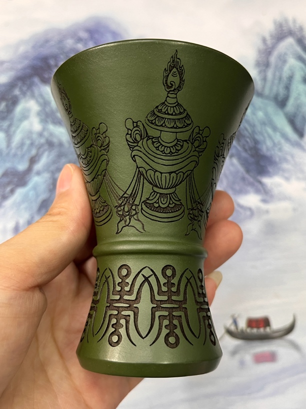 宜兴原矿高段绿泥酒杯型紫砂茶器主人杯