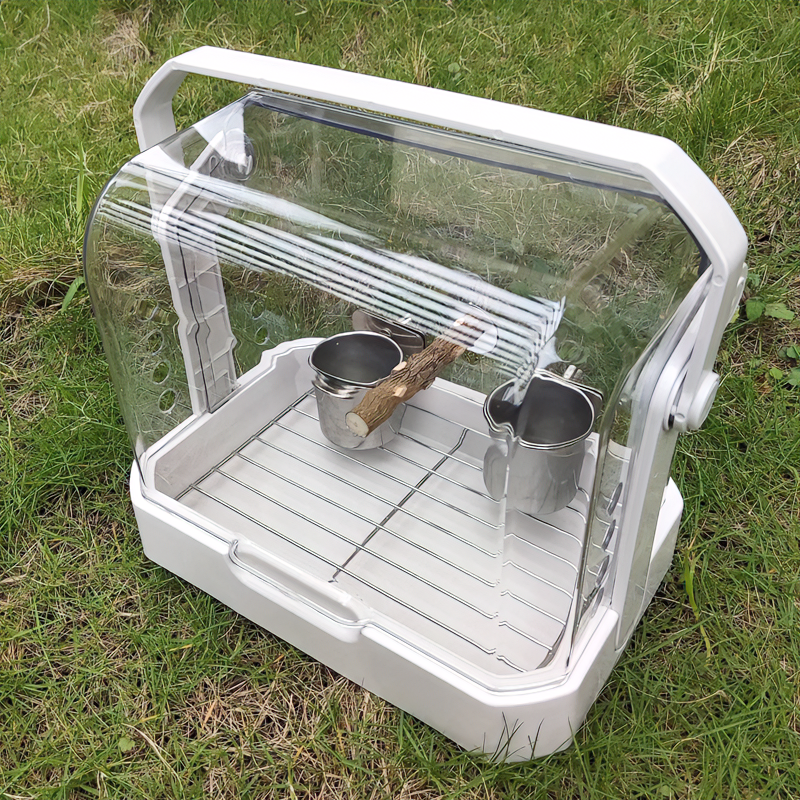 外出鸟笼鹦鹉笼子便携舒适可视透气鸟笼可带食盘站杠加大手提鸟笼