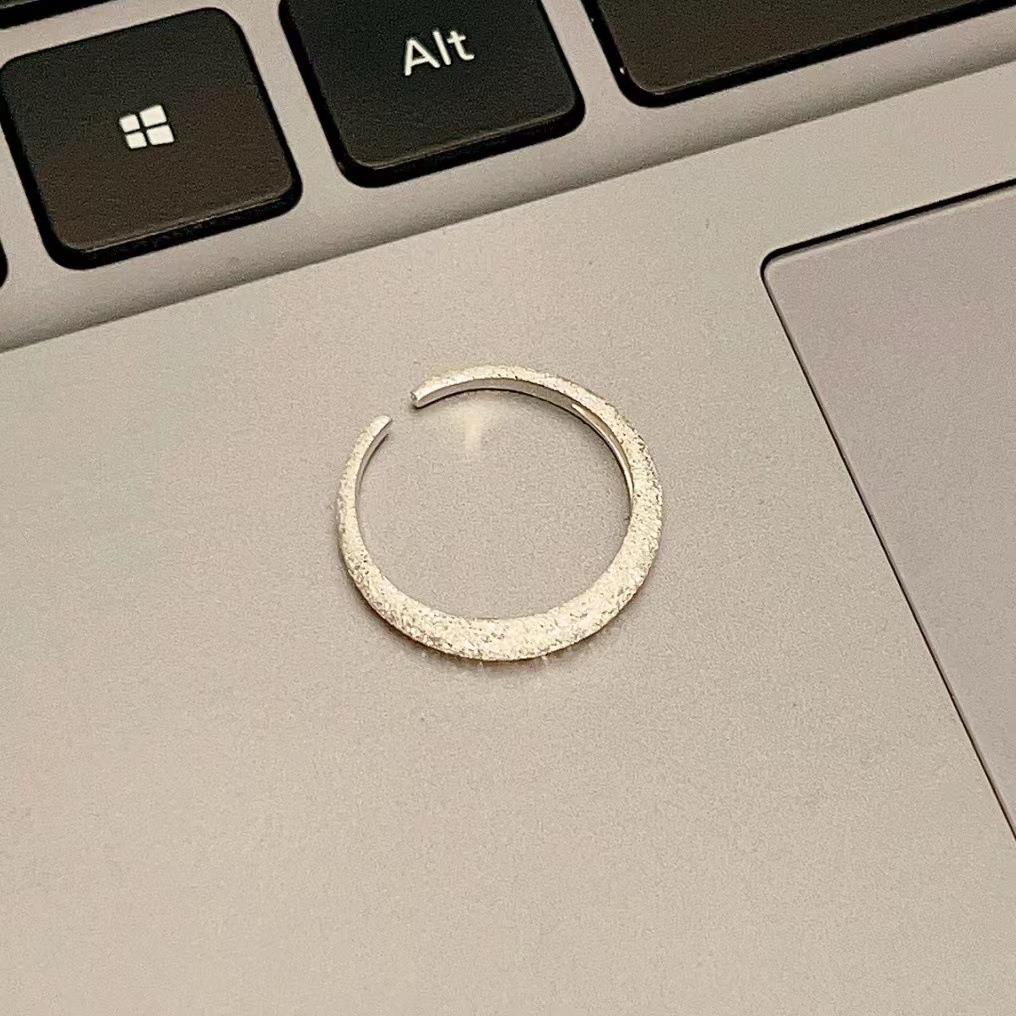 铜合金戒指 小红书同款磨砂素戒指女ins潮小众设计简约潮流不掉色