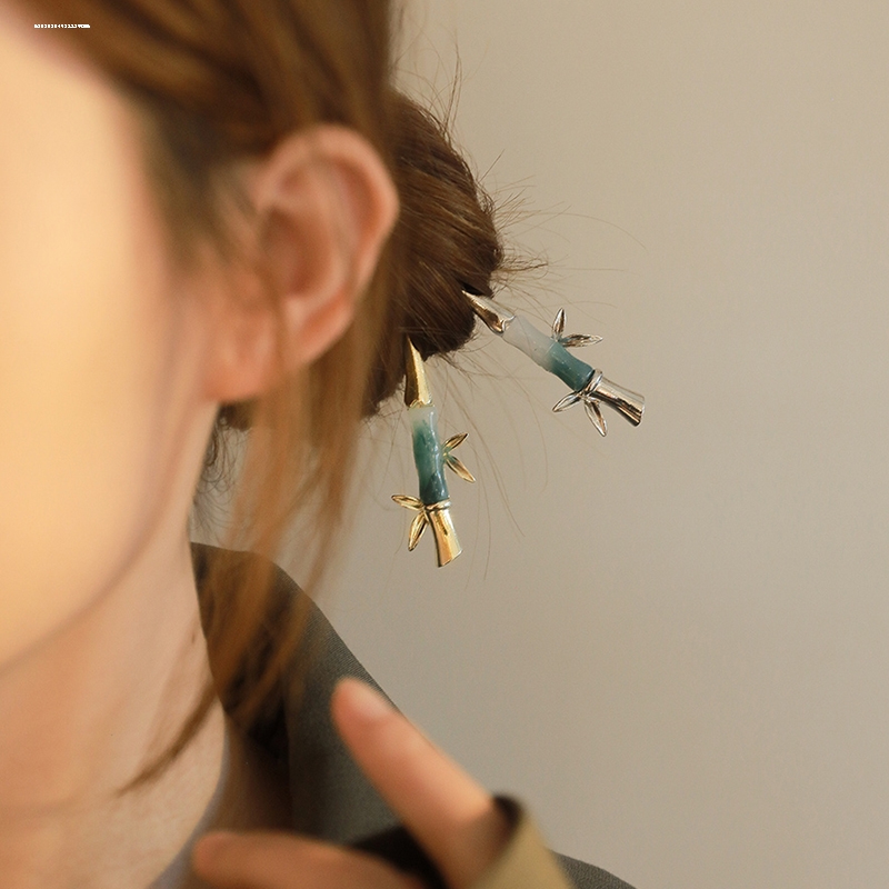 国风新款清冷头饰2023现代竹节发簪简约小众日常女后脑勺夏季设计