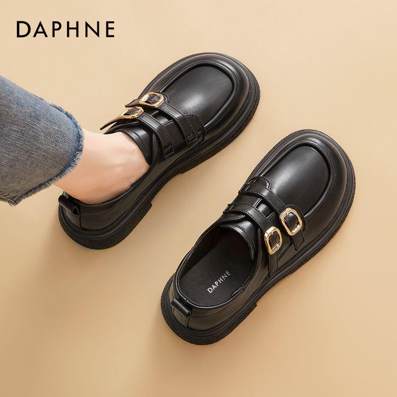 达芙妮乐福鞋女2025年春季厚底法式复古软底单鞋英伦风小皮鞋