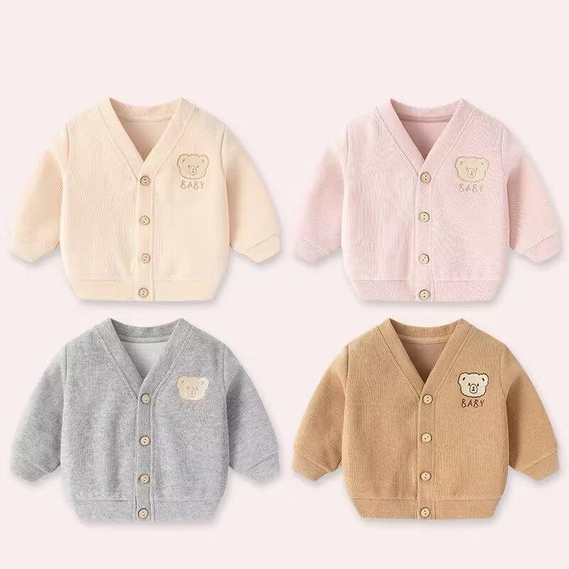 J婴儿衣服春秋外出外套男女宝宝小熊头满月宝宝外出服宝宝潮