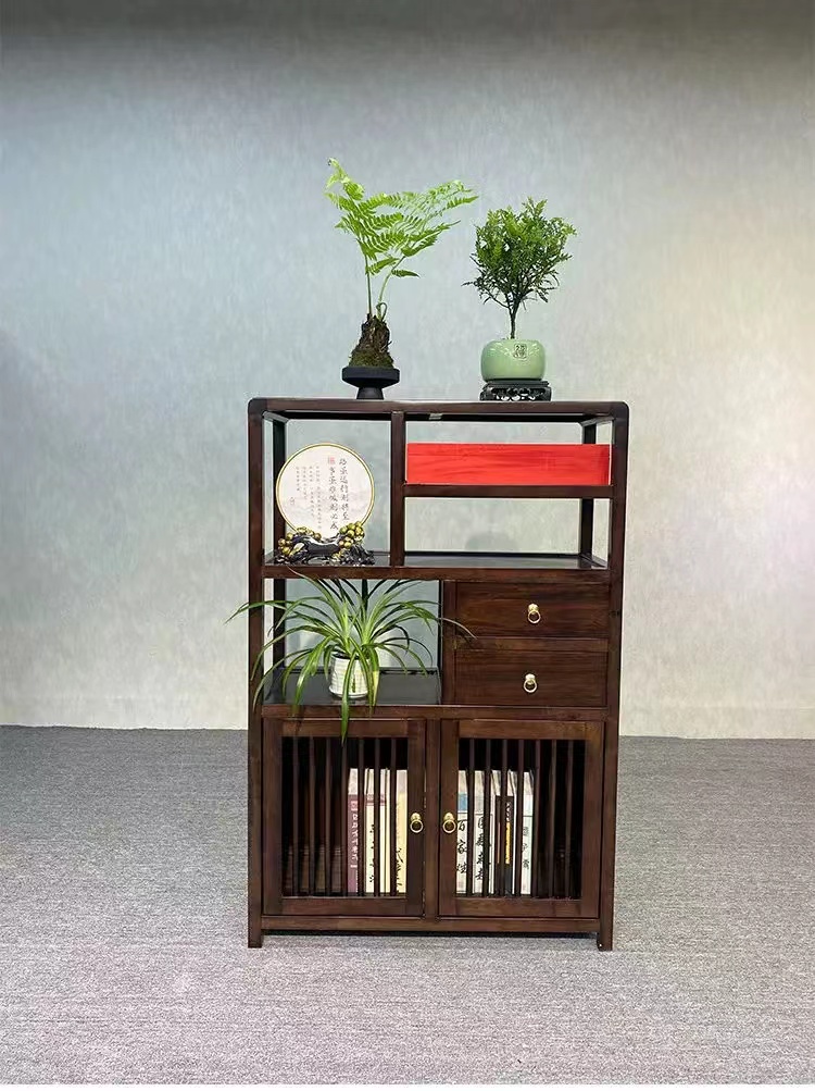 禅意新中式实木博古架餐边柜子茶桌茶边柜茶具茶叶多层置物展示柜