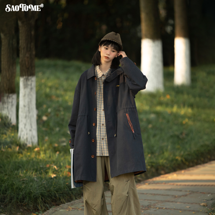 早乙女惠子saotome日系潮牌cityboy秋冬宽松休闲工装风风衣外套