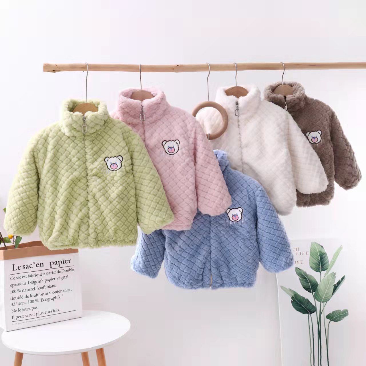 秋冬新款儿童加绒加厚韩版外套宝宝洋气时尚立领冬款毛毛衣外套