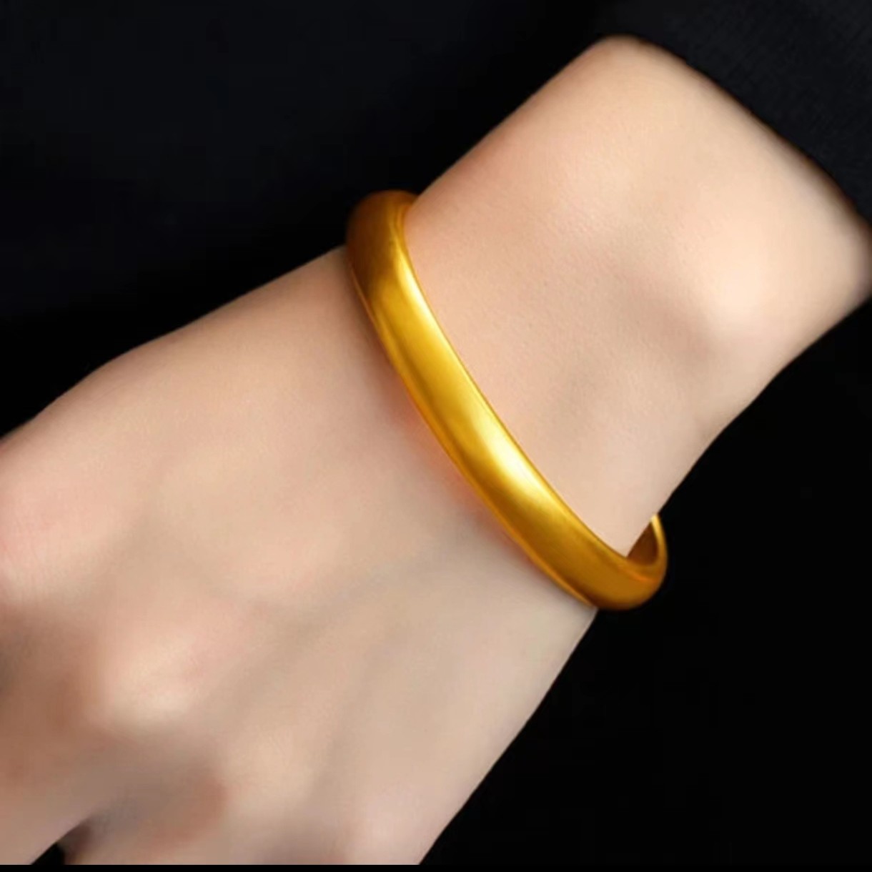 合金手镯 时尚百搭心经实心素圈女款 磨砂传承细款素款手环不掉色