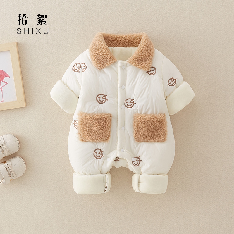 婴儿衣服秋冬装连体衣棉服冬装新生宝宝爬服薄棉外套棉衣外出抱衣