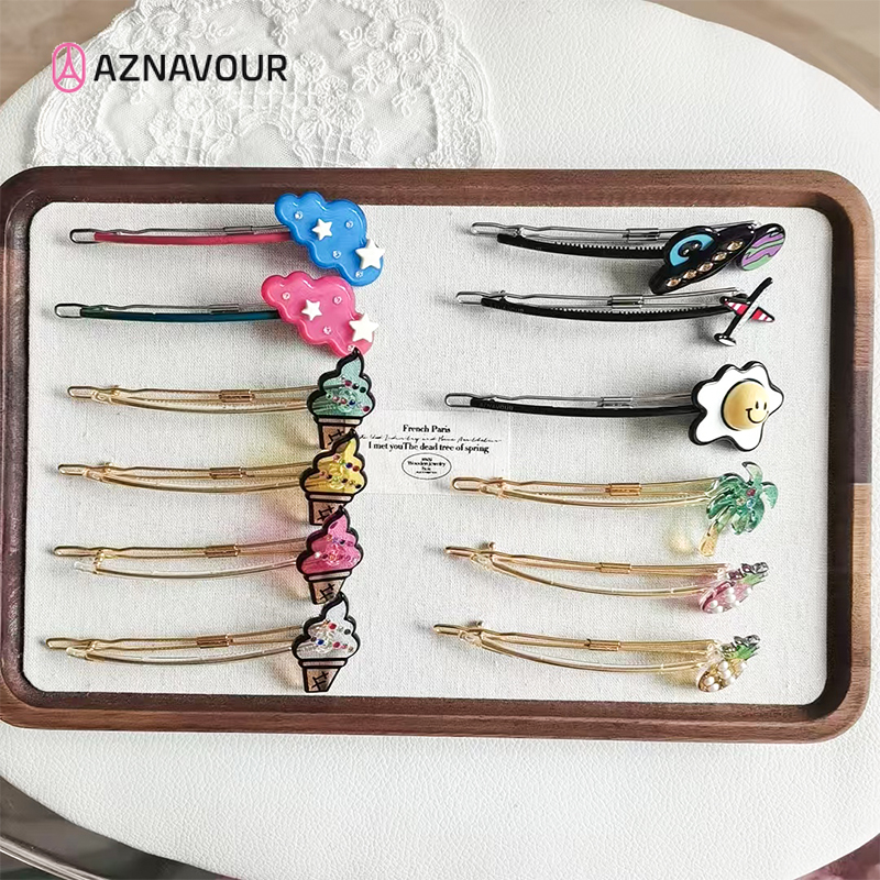 【AZ】韩国进口阿兹娜可爱甜美透明发卡云朵发夹盘发一字夹马尾夹