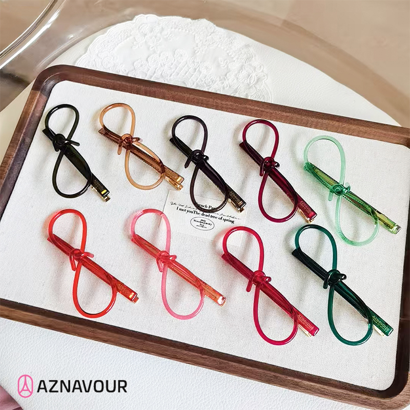 【AZ】韩国进口阿兹娜简约气质透明八字蝴蝶结鸭嘴夹发夹边夹