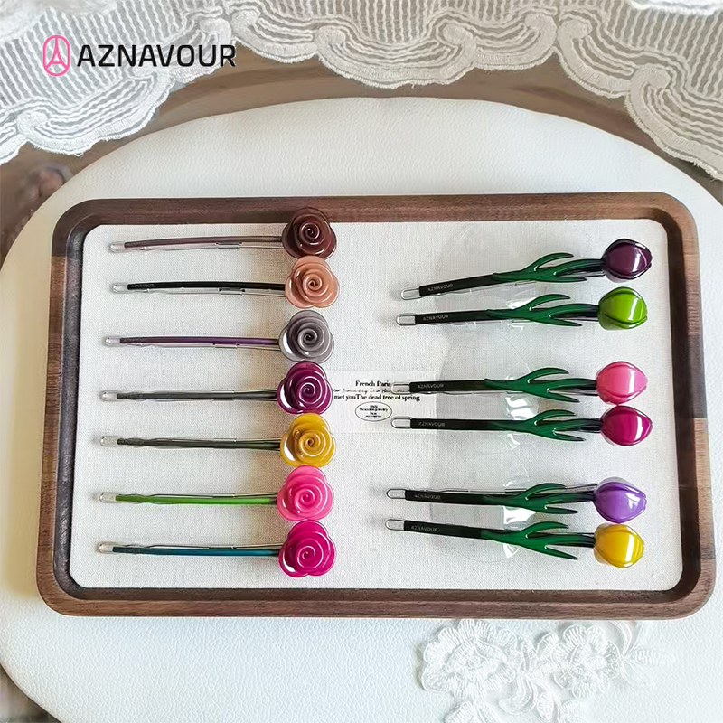 【AZ】韩国进口阿兹娜网红甜美郁金香盘发发夹一字夹少女心