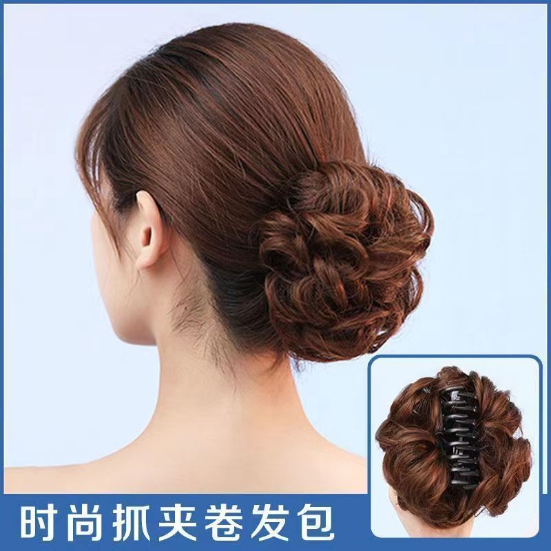抓夹假发包丸子头卷发圈假发女款蓬松夹子高端盘发神器假发花苞