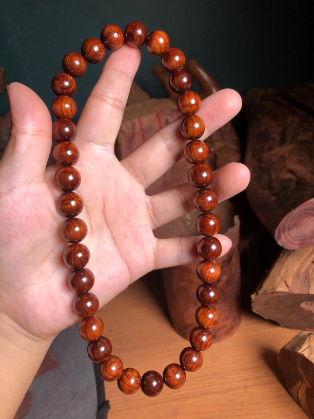 海南黄花梨水波带黑线1.2手串两条 男士女士都可佩戴 也可当车挂
