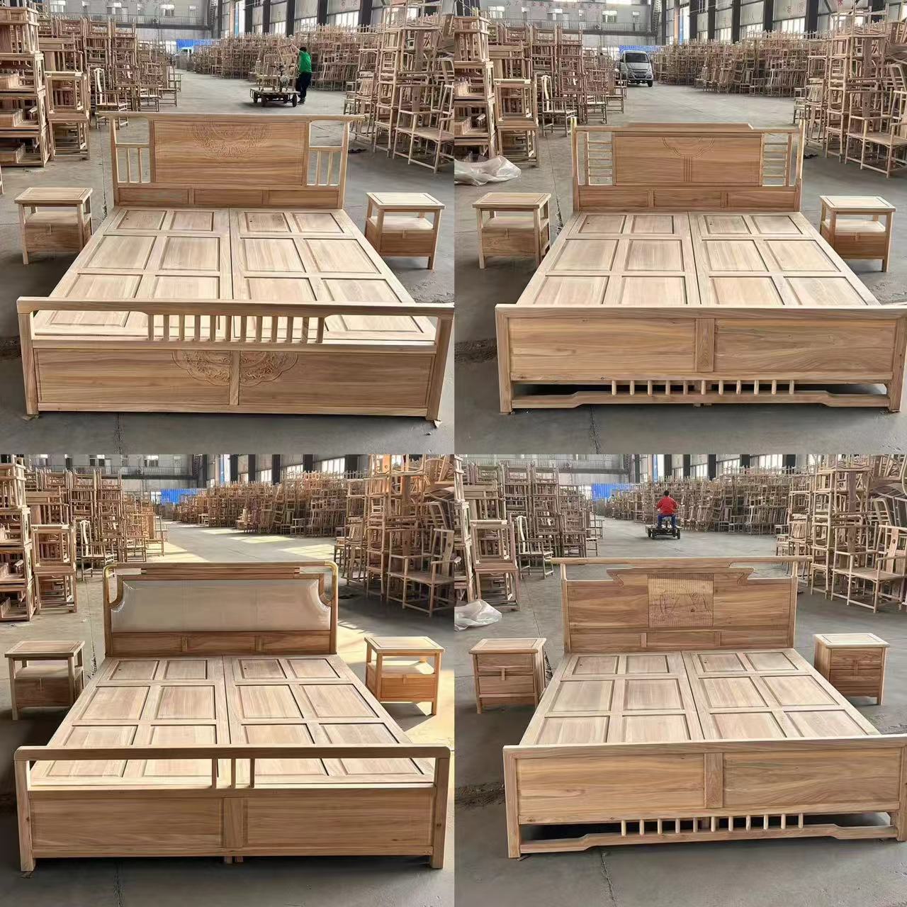 北方榆木全实木双人床新中式客厅家用简约主卧北欧储物